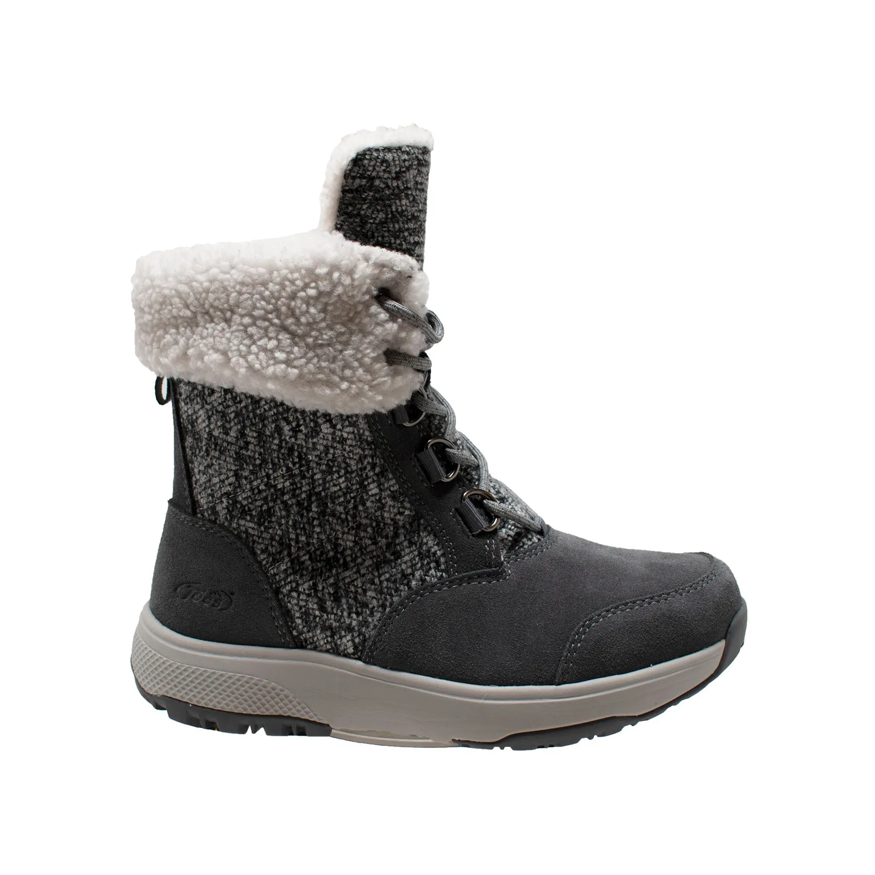 Women's Grey Microfleece Lace Winter Boot